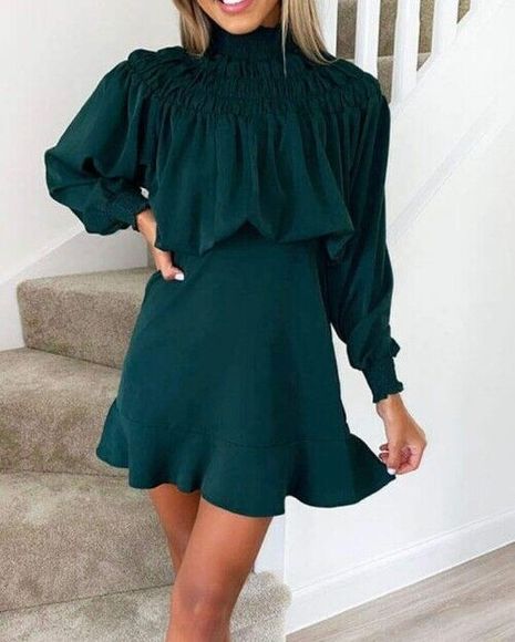 Dresses & Skirts - Ax Paris Teal Shirring Neck Skater Dress size 10